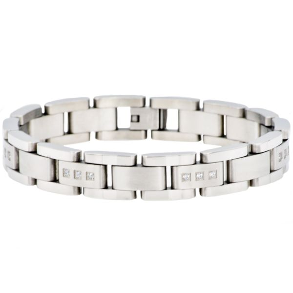 Men's Stainless Steel Bracelet With Cubic Zirconia SVS Fine Jewelry Oceanside, NY