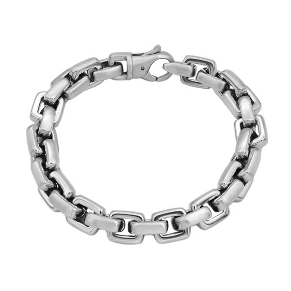 Men's Stainless Steel Square Link Chain Bracelet SVS Fine Jewelry Oceanside, NY