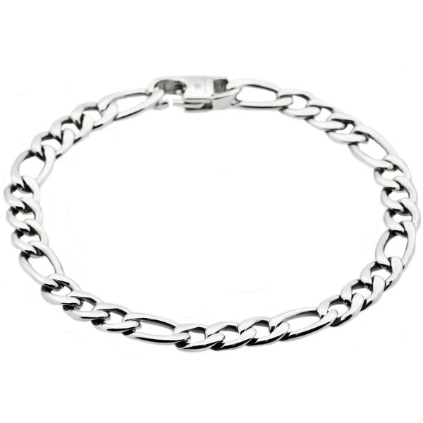 Men's Stainless Steel Figaro Link Chain Bracelet SVS Fine Jewelry Oceanside, NY
