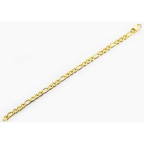 Men's Gold Plated Stainless Steel Figaro Link Bracelet Image 2 SVS Fine Jewelry Oceanside, NY