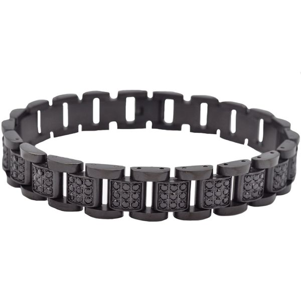 Men's Black Plated Stainless Steel Link Bracelet SVS Fine Jewelry Oceanside, NY