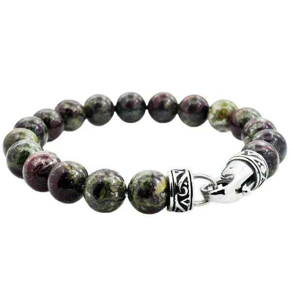 Men's Genuine Dragon Stone Stainless Steel Bracelet SVS Fine Jewelry Oceanside, NY