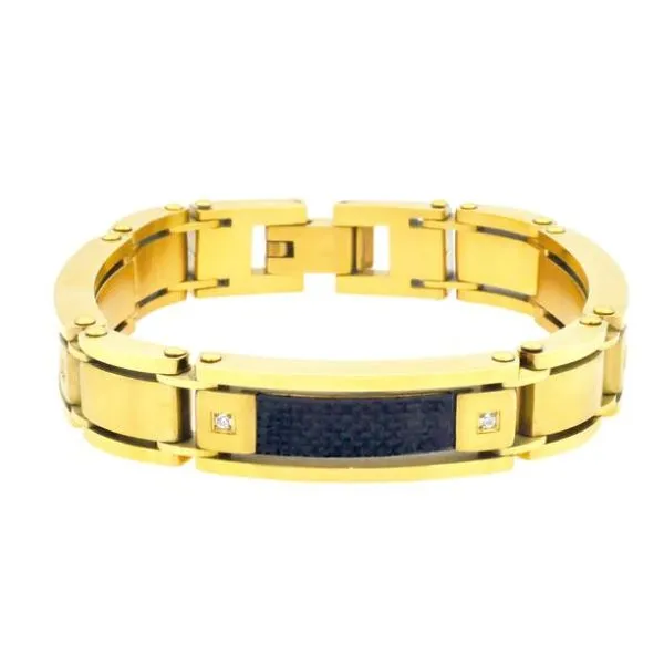 Men's Stainless Gold Plated Steel Bracelet SVS Fine Jewelry Oceanside, NY