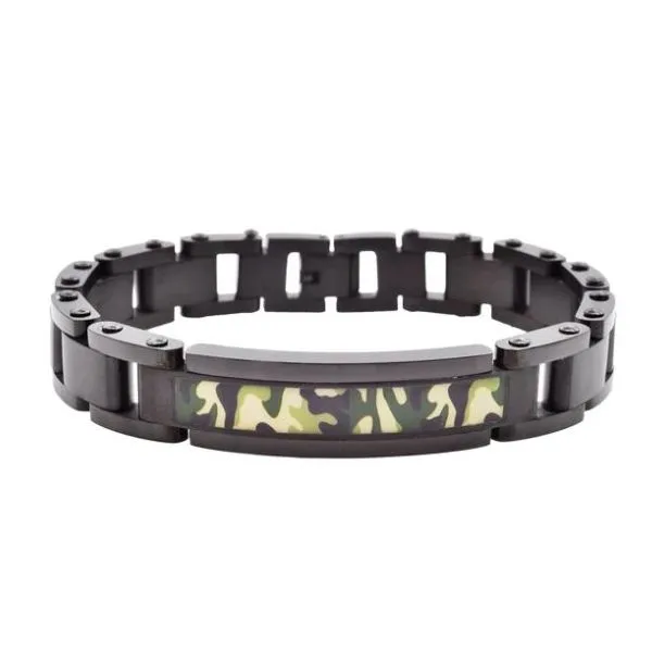 Men's Black Stainless Steel Camo ID Bracelet SVS Fine Jewelry Oceanside, NY