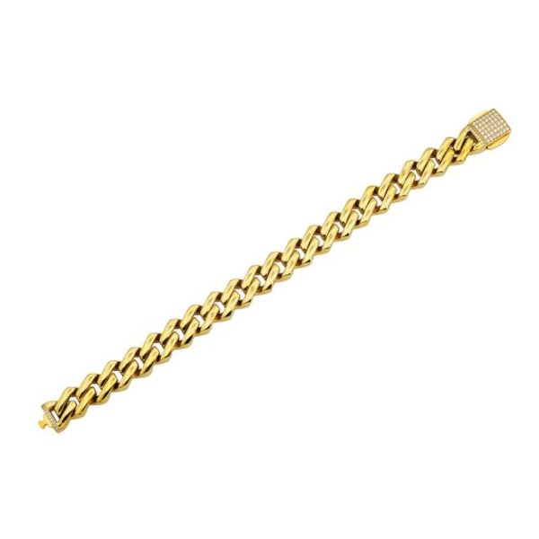 Men's Gold Plated Stainless Steel Curb Chain Bracelet Image 2 SVS Fine Jewelry Oceanside, NY