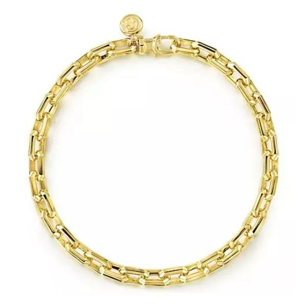 Gabriel Classic Yellow Gold Faceted Chain Bracelet SVS Fine Jewelry Oceanside, NY