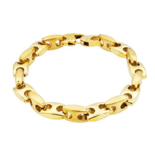Men's Gold Stainless Steel Anchor Chain Bracelet SVS Fine Jewelry Oceanside, NY