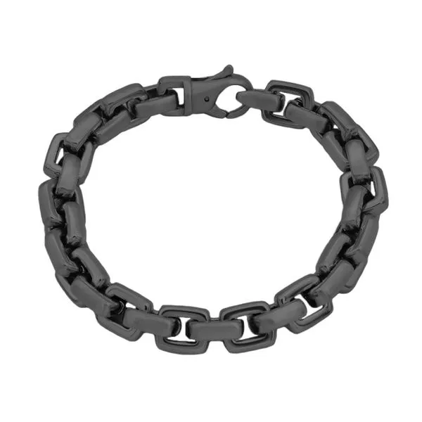 Men's Black Stainless Steel Square Link Chain Bracelet SVS Fine Jewelry Oceanside, NY