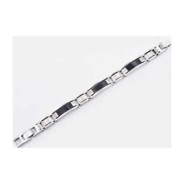Men's Carbon Fiber Stainless Steel Bracelet Image 2 SVS Fine Jewelry Oceanside, NY