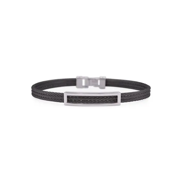 ALOR 'Gents Jewelry' Black Cable Open ID Bracelet SVS Fine Jewelry Oceanside, NY