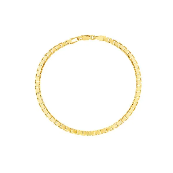 Men's Yellow Gold 3.40 mm Solid Box Chain Bracelet SVS Fine Jewelry Oceanside, NY