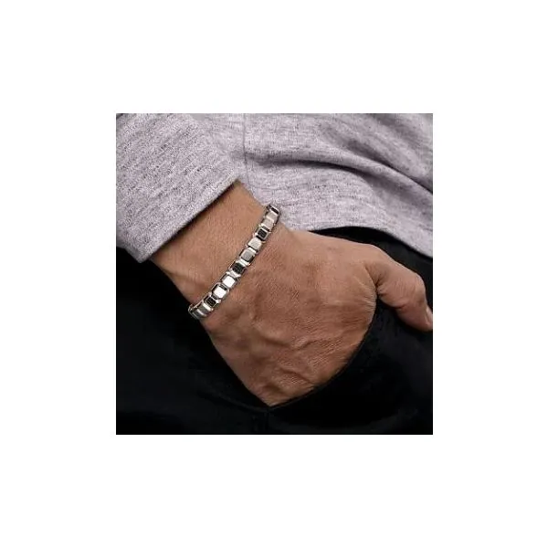 Gabriel Facets Sterling Silver & Black Spinel Bangle Image 2 SVS Fine Jewelry Oceanside, NY