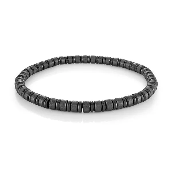 Men's Black IP Steel Mini-Bead Bracelet, 8