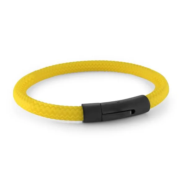 Men's Yellow Tire Rubber & Black IP Steel Clasp, 8