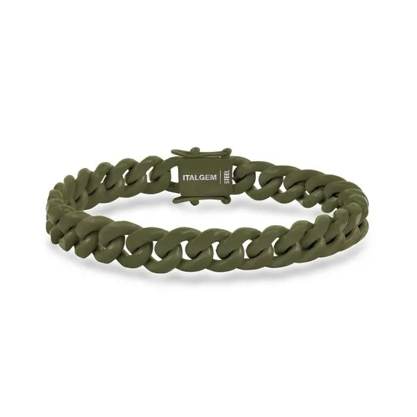 Men's Army Green Candy Cuban Bracelet 10mm SVS Fine Jewelry Oceanside, NY