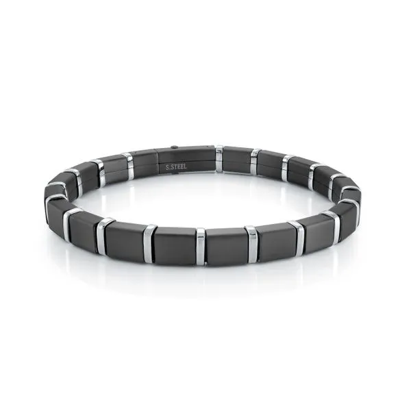 Men's Gun IP Steel Quadrant Link Bracelet, 8.5'' SVS Fine Jewelry Oceanside, NY