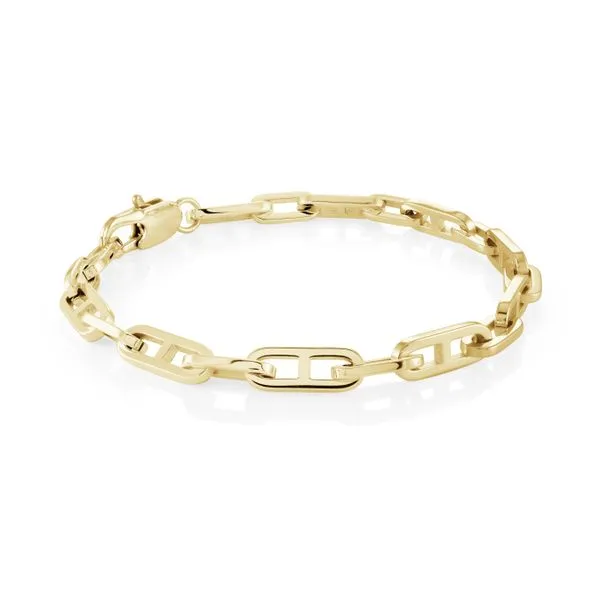 Mens Gold IP Steel 5.5 mm Oval H Link Bracelet