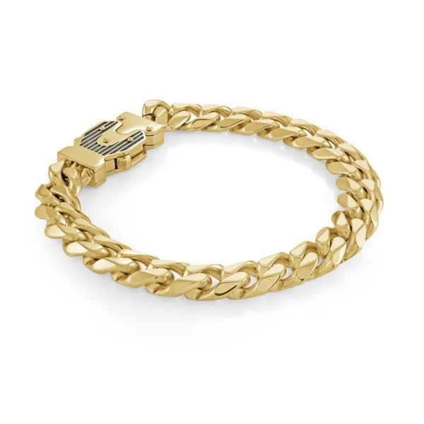 Men's Gold IP Steel Polished Curb Bracelet SVS Fine Jewelry Oceanside, NY