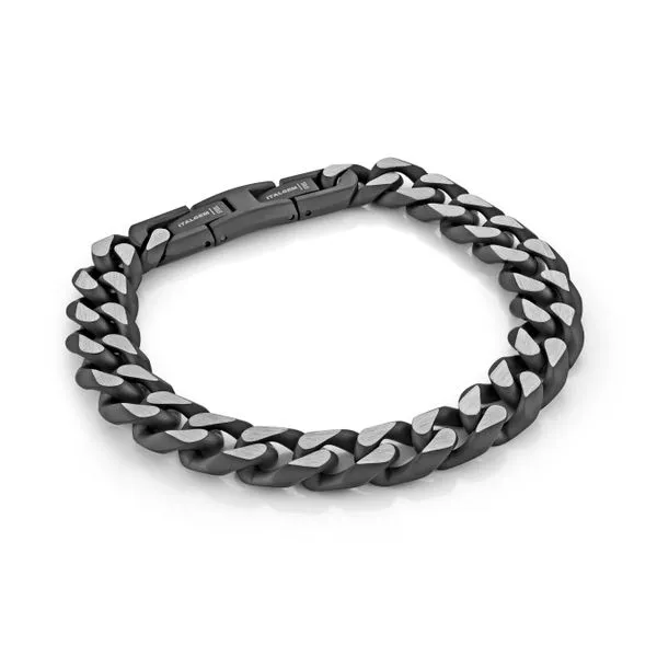 Men's Black IP Steel Matte Curb Link Bracelet SVS Fine Jewelry Oceanside, NY