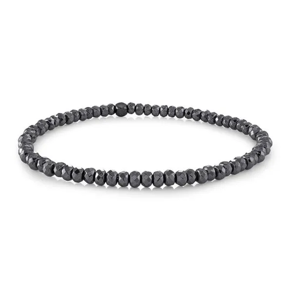 Mens Gun IP Steel & 4 mm Hematite Bracelet