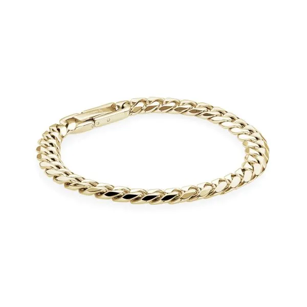 Mens Gold IP Steel Polished Curb Link Bracelet