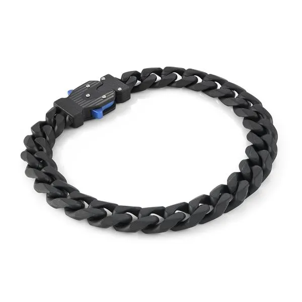 Mens Black IP Steel 10 mm Curb Bracelet