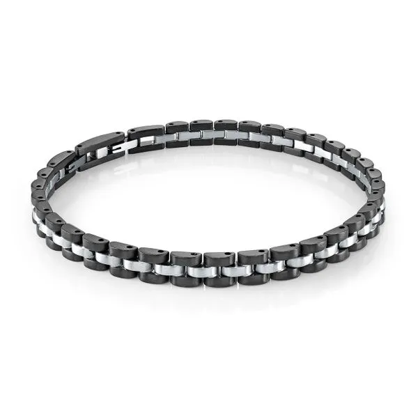 Mens Black IP Steel 6.2 mm Link Bracelet