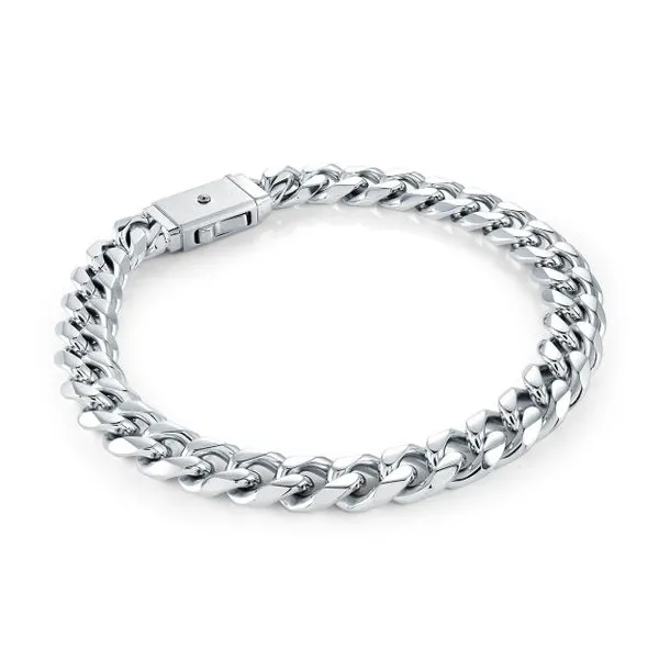 Mens Stainless Steel 8 mm Curb Bracelet, 8.5\