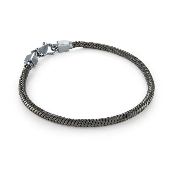 Mens Black IP Steel 3 mm Snake Bracelet, 8\