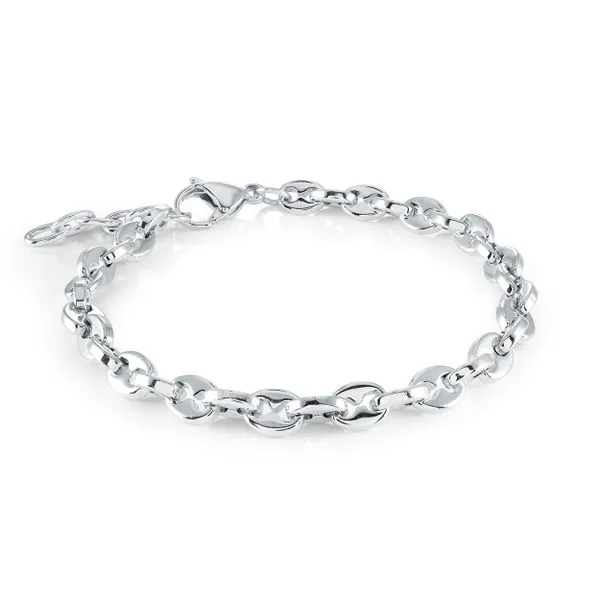 Mens Stainless Steel 6 mm Bean Link Bracelet