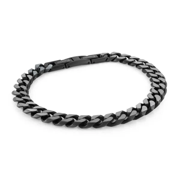 Mens Black IP Steel Curb Link Bracelet
