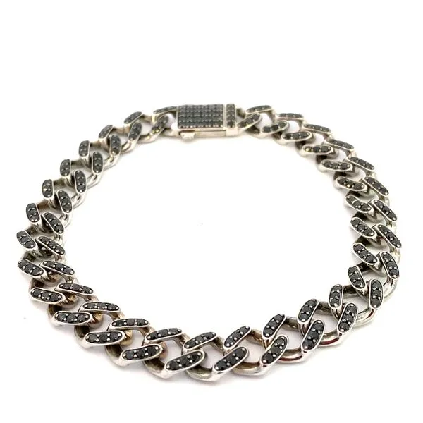 Mens White Gold & Black Diamond Link Bracelet