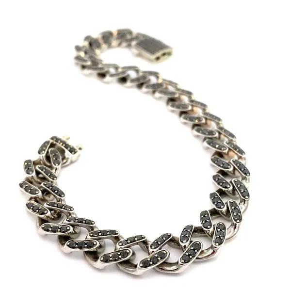 Mens White Gold & Black Diamond Link Bracelet