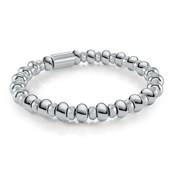 Men's Stainless Steel 8 mm Beads Stretch Bracelet SVS Fine Jewelry Oceanside, NY