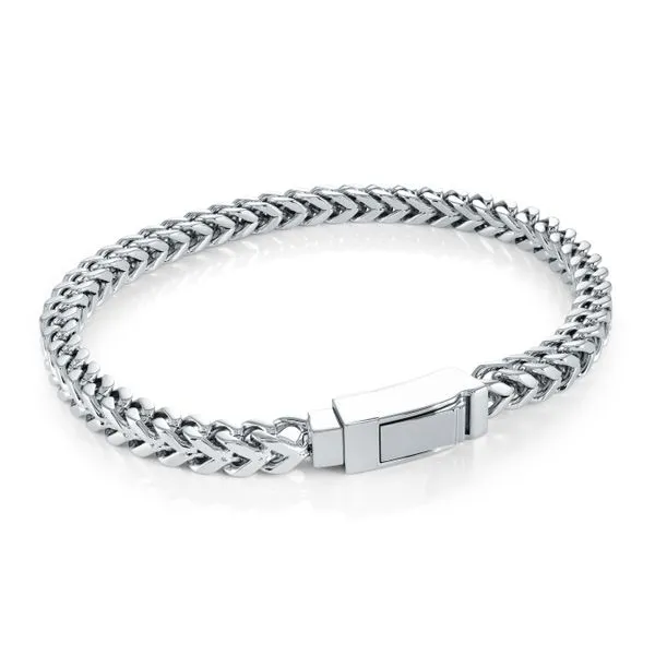 Men's Stainless Steel Square Franco Bracelet, 8.5