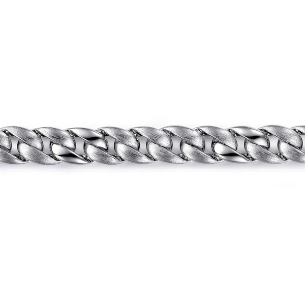 Gabriel Classic Sterling Silver Flat Heavy Chain Bracelet Image 2 SVS Fine Jewelry Oceanside, NY