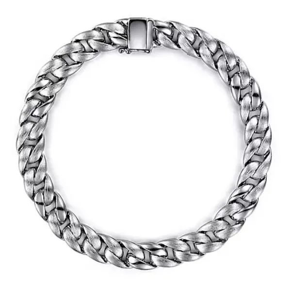 Gabriel Classic Sterling Silver Flat Heavy Chain Bracelet SVS Fine Jewelry Oceanside, NY
