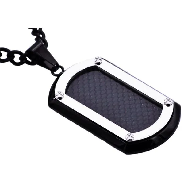 Stainless Steel Dog Tag Pendant With Carbon Fiber SVS Fine Jewelry Oceanside, NY