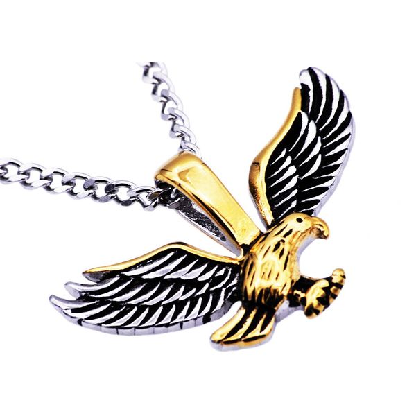 Men's Gold Plated Stainless Steel Eagle Pendant SVS Fine Jewelry Oceanside, NY