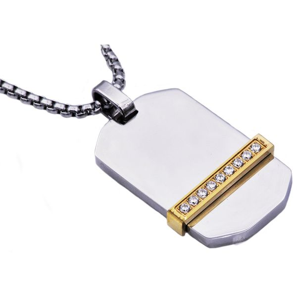 Men's Gold Plated Stainless Steel Dog Tag Pendant SVS Fine Jewelry Oceanside, NY