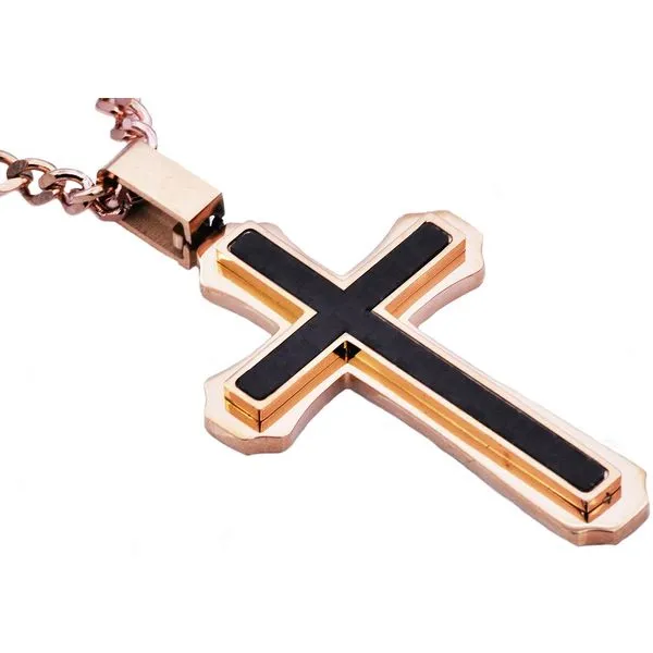 Rose Gold Plated Stainless Steel Cross Pendant SVS Fine Jewelry Oceanside, NY