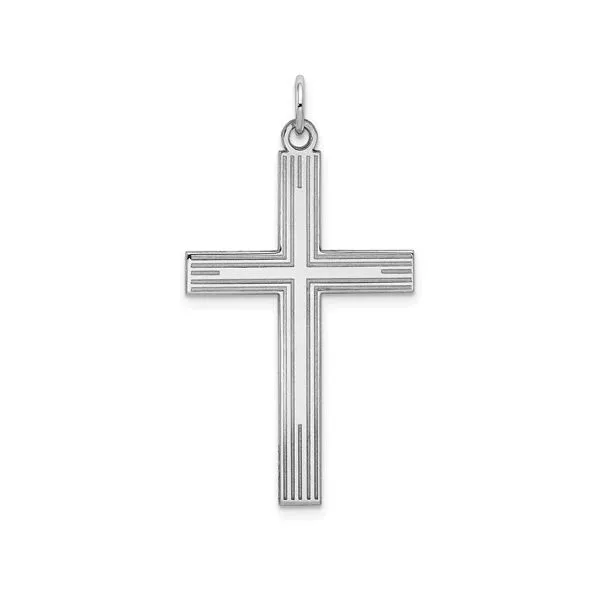 14K White Gold Laser Designed Cross (Chain Not Included) SVS Fine Jewelry Oceanside, NY