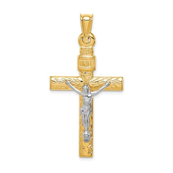 14K Yellow And White Gold Crucifix (Chain Not Included) SVS Fine Jewelry Oceanside, NY