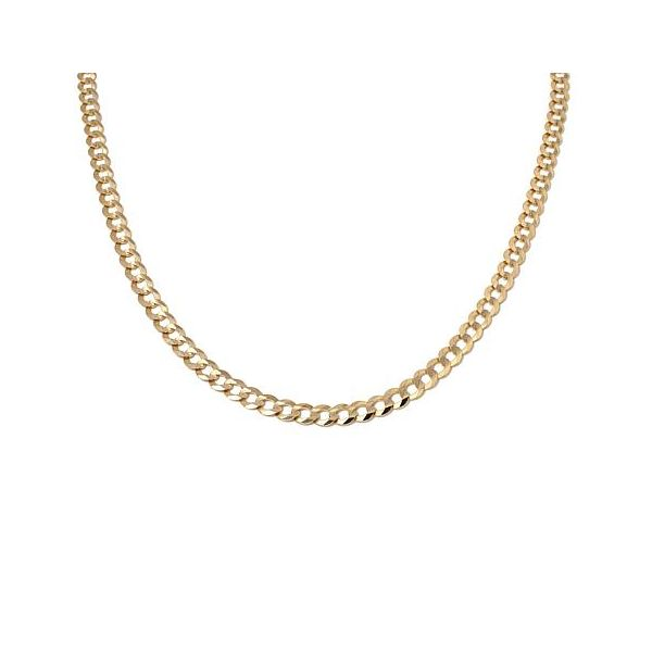 14K Yellow Gold 7.1 mm Curb Link Chain, 18