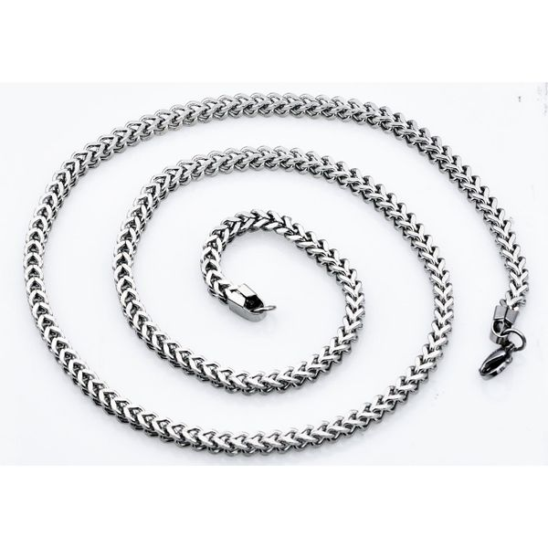 Men's 4 mm Stainless Steel Franco Link Chain Necklace Image 2 SVS Fine Jewelry Oceanside, NY