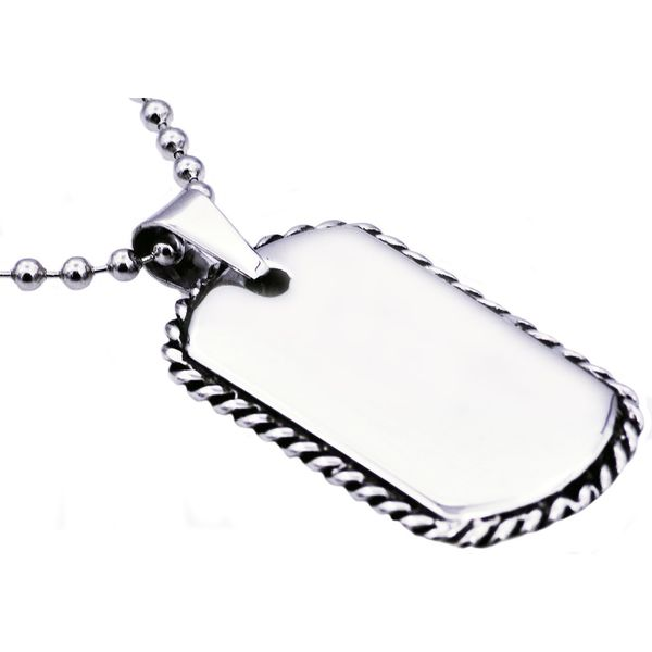 Men's Rope Border Stainless Steel Dog Tag Necklace SVS Fine Jewelry Oceanside, NY