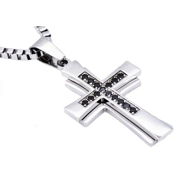 Men's Stainless Steel Cross Pendant Necklace SVS Fine Jewelry Oceanside, NY