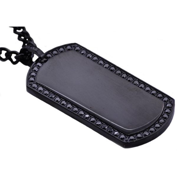 Men's Black Plated Stainless Steel Dog Tag Pendant SVS Fine Jewelry Oceanside, NY