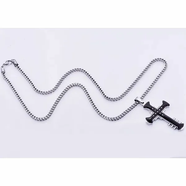 Men's Black Plated Stainless Steel Cross Pendant Image 2 SVS Fine Jewelry Oceanside, NY