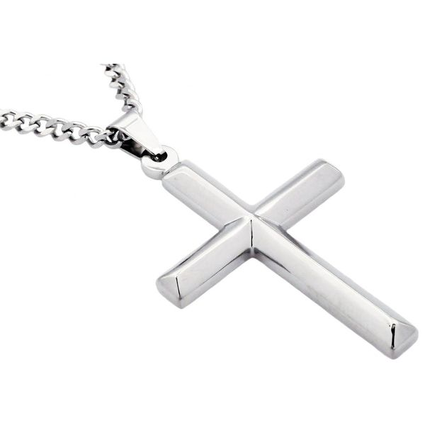 Men's Stainless Steel Cross Pendant With 24